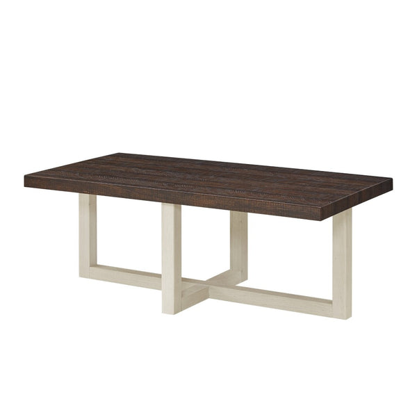 English Elm Anze Oval Wood 3 Piece Living Room Coffee and End Table Set with Open Shelves Walnut and White T2574S00355