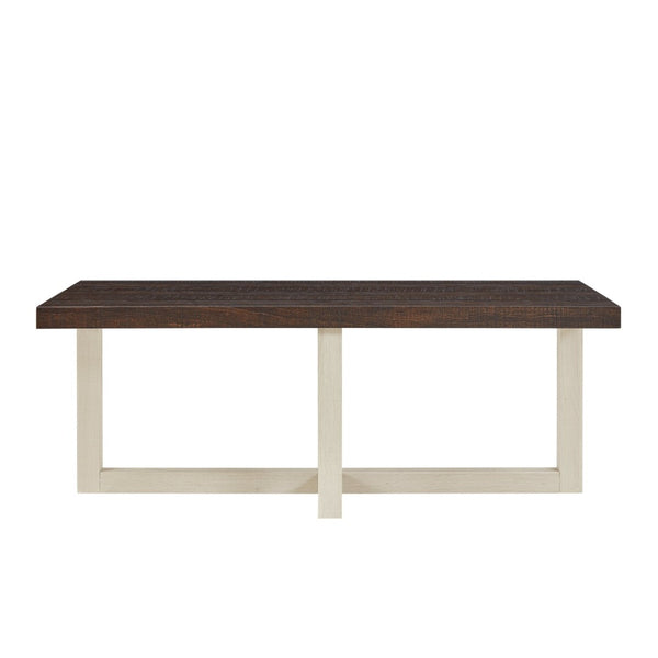 English Elm Anze Oval Wood 3 Piece Living Room Coffee and End Table Set with Open Shelves Walnut and White T2574S00355