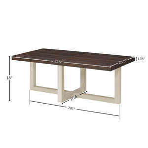 English Elm Anze Oval Wood 3 Piece Living Room Coffee and End Table Set with Open Shelves Walnut and White T2574S00355