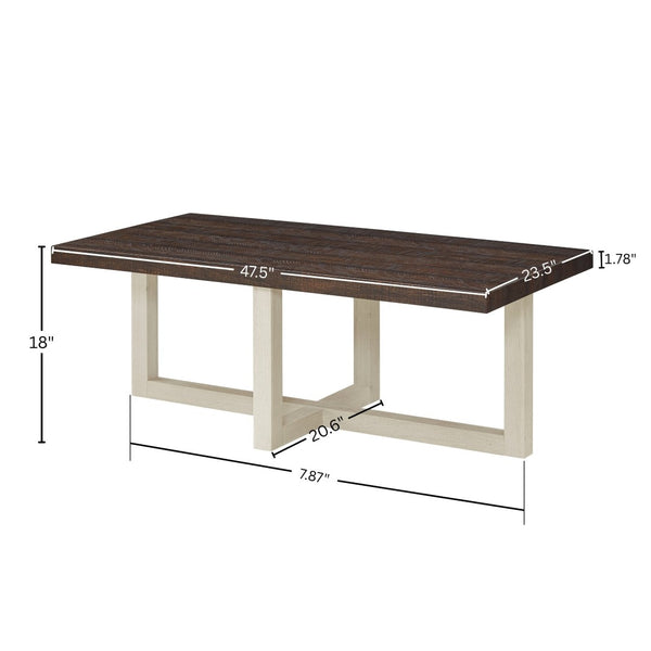 English Elm Anze Oval Wood 3 Piece Living Room Coffee and End Table Set with Open Shelves Walnut and White T2574S00355