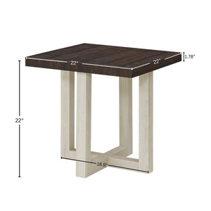 English Elm Anze Oval Wood 3 Piece Living Room Coffee and End Table Set with Open Shelves Walnut and White T2574S00355