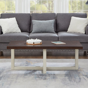 English Elm Anze Oval Wood 3 Piece Living Room Coffee and End Table Set with Open Shelves Walnut and White T2574S00355