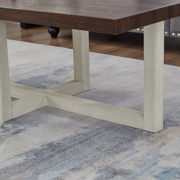 English Elm Anze Oval Wood 3 Piece Living Room Coffee and End Table Set with Open Shelves Walnut and White T2574S00355