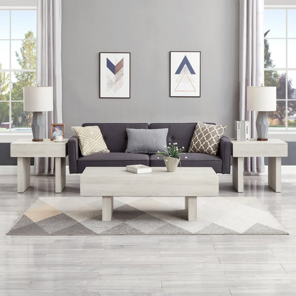 English Elm Athens 3 Piece Living Room Set with Coffee Table and Two Wood Grain End Tables T2574S00356