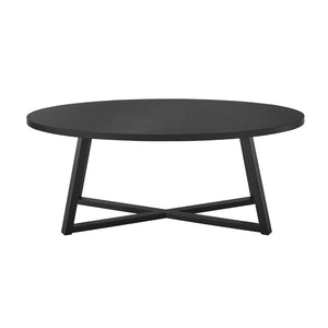 English Elm Modern Harmony Oval Coffee Table Set with Two Round End Tables for Living Rooms Black T2574S00357