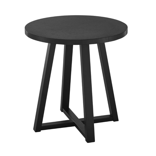 English Elm Modern Harmony Oval Coffee Table Set with Two Round End Tables for Living Rooms Black T2574S00357
