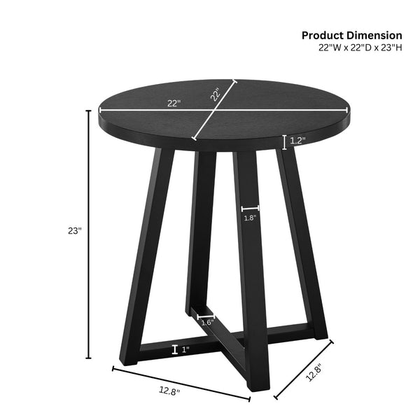 English Elm Modern Harmony Oval Coffee Table Set with Two Round End Tables for Living Rooms Black T2574S00357