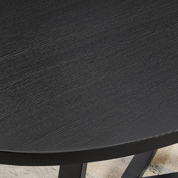 English Elm Modern Harmony Oval Coffee Table Set with Two Round End Tables for Living Rooms Black T2574S00357