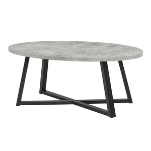 English Elm Modern Harmony Oval Coffee Table Set with Two Round End Tables for Living Rooms Gray T2574S00358