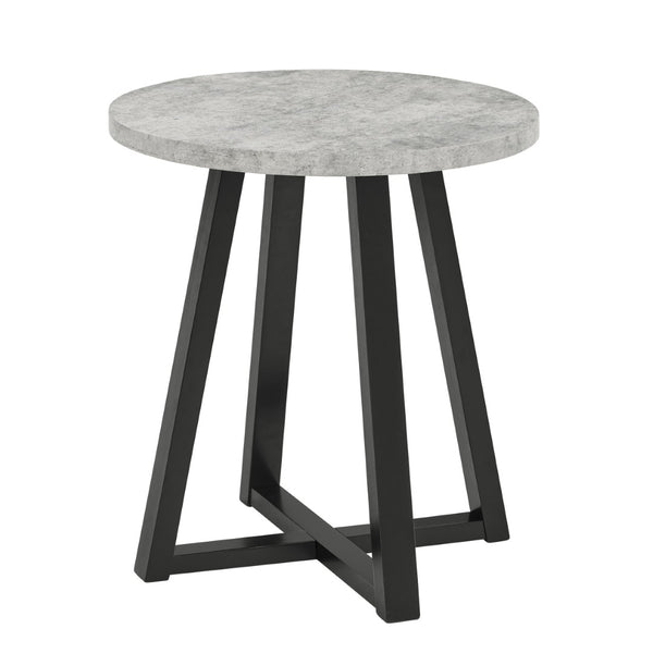 English Elm Modern Harmony Oval Coffee Table Set with Two Round End Tables for Living Rooms Gray T2574S00358
