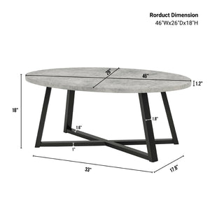 English Elm Modern Harmony Oval Coffee Table Set with Two Round End Tables for Living Rooms Gray T2574S00358