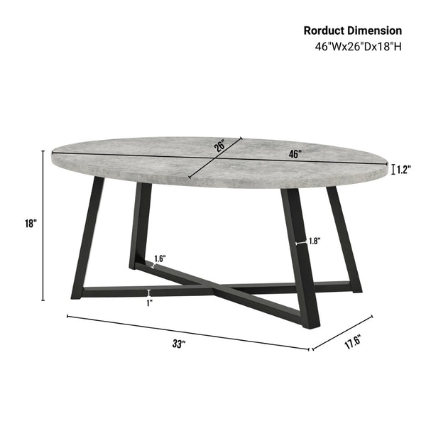 English Elm Modern Harmony Oval Coffee Table Set with Two Round End Tables for Living Rooms Gray T2574S00358