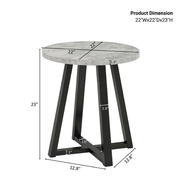 English Elm Modern Harmony Oval Coffee Table Set with Two Round End Tables for Living Rooms Gray T2574S00358
