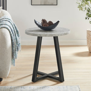 English Elm Modern Harmony Oval Coffee Table Set with Two Round End Tables for Living Rooms Gray T2574S00358