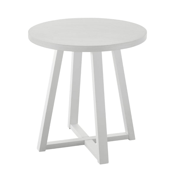 English Elm Modern Harmony Oval Coffee Table Set with Two Round End Tables for Living Rooms White T2574S00359