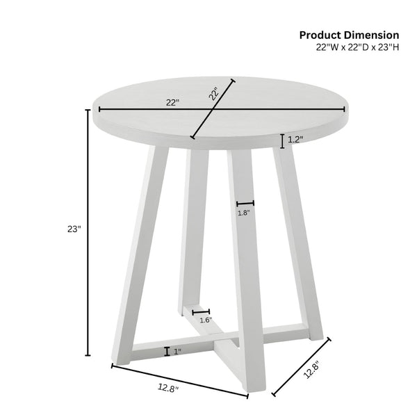 English Elm Modern Harmony Oval Coffee Table Set with Two Round End Tables for Living Rooms White T2574S00359