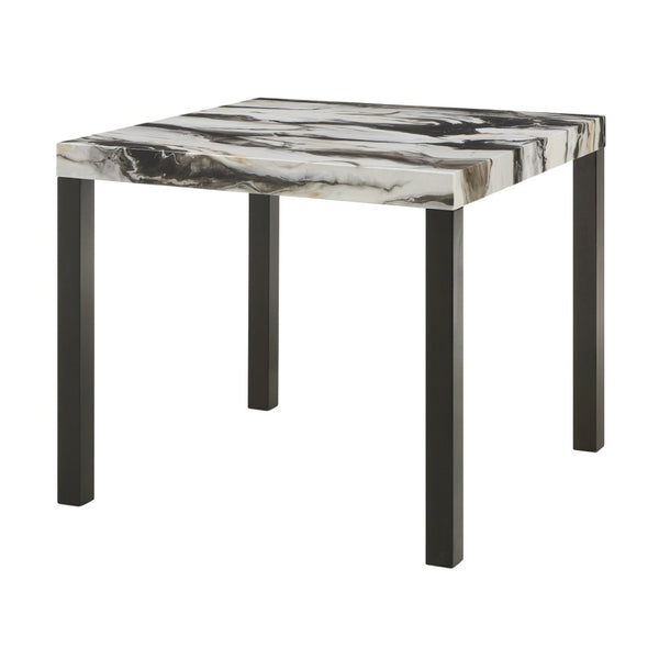 English Elm Cavira Faux Marble 5 Piece Counter Dining Set with Four Gray Upholstered Stools T2574S00360