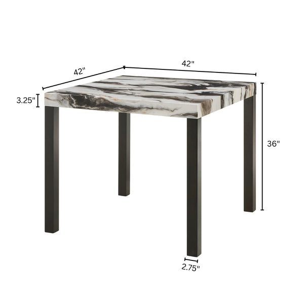 English Elm Cavira Faux Marble 5 Piece Counter Dining Set with Four Gray Upholstered Stools T2574S00360