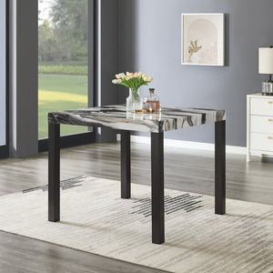 English Elm Cavira Faux Marble 5 Piece Counter Dining Set with Four Gray Upholstered Stools T2574S00360