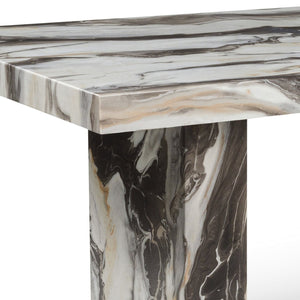 English Elm Cavira Faux Marble Counter Height Table with Double Pedestal Base Seats Six T2574S00361
