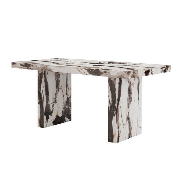 English Elm Cavira Faux Marble Counter Height Table with Double Pedestal Base Seats Six T2574S00361