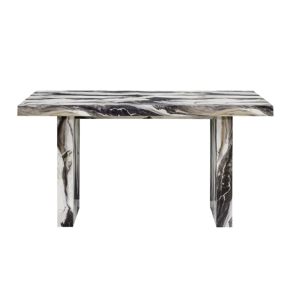English Elm Cavira Faux Marble Counter Height Table with Double Pedestal Base Seats Six T2574S00361