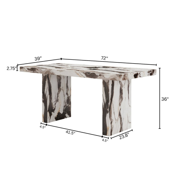 English Elm Cavira Faux Marble Counter Height Table with Double Pedestal Base Seats Six T2574S00361