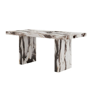 English Elm Cavira Counter Height Faux Marble Dining Set with Pedestal Table and Upholstered Chairs T2574S00362