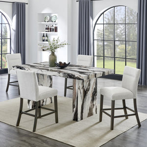 English Elm Cavira Counter Height Faux Marble Dining Set with Pedestal Table and Upholstered Chairs T2574S00362