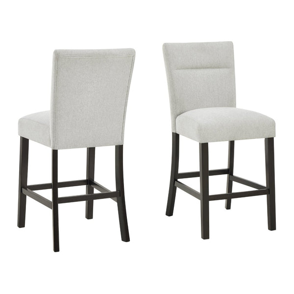 English Elm Cavira Counter Height Faux Marble Dining Set Seats Six with Upholstered Gray Chairs T2574S00363