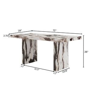 English Elm Cavira Counter Height Faux Marble Dining Set Seats Six with Upholstered Gray Chairs T2574S00363