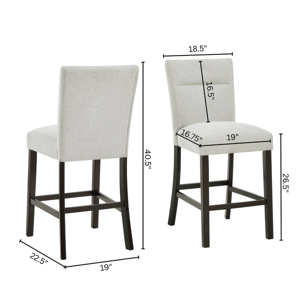 English Elm Cavira Counter Height Faux Marble Dining Set Seats Six with Upholstered Gray Chairs T2574S00363