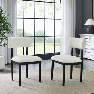 English Elm Axler Five Piece Dining Set Oak Veneer Tabletop Sculptural Base with Boucle Chairs Black T2574S00364