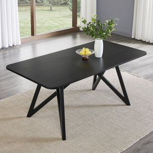 English Elm Axler Five Piece Dining Set Oak Veneer Tabletop Sculptural Base with Boucle Chairs Black T2574S00364
