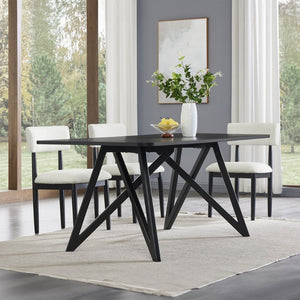 English Elm Axler 7 Piece Boucle Dining Set Sculptural Rubberwood Table Seats Six Modern T2574S00365