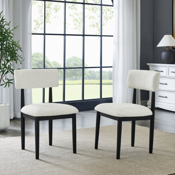 English Elm Axler 7 Piece Boucle Dining Set Sculptural Rubberwood Table Seats Six Modern T2574S00365