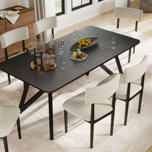 English Elm Axler 7 Piece Boucle Dining Set Sculptural Rubberwood Table Seats Six Modern T2574S00365