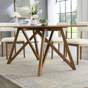 English Elm Axler Five Piece Dining Set Oak Veneer Tabletop Sculptural Base with Boucle Chairs Light Oak T2574S00368