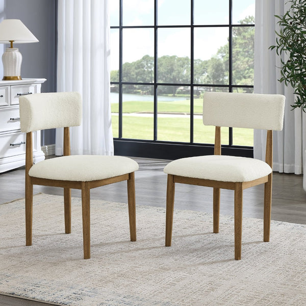 English Elm Axler Seven Piece Sculptural Oak Dining Set with Boucle Upholstered Seating for Six T2574S00369