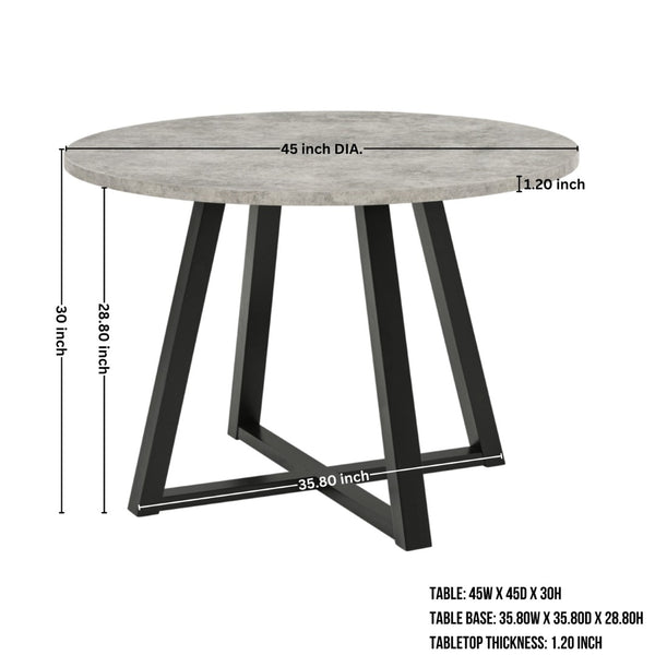 English Elm Edo Round Trestle Dining Set Rubberwood Table with Four Channel Tufted Upholstered Chairs Blue T2574S00370