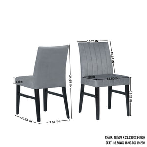 English Elm Edo Round Trestle Dining Set Rubberwood Table with Four Channel Tufted Upholstered Chairs Gray T2574S00371