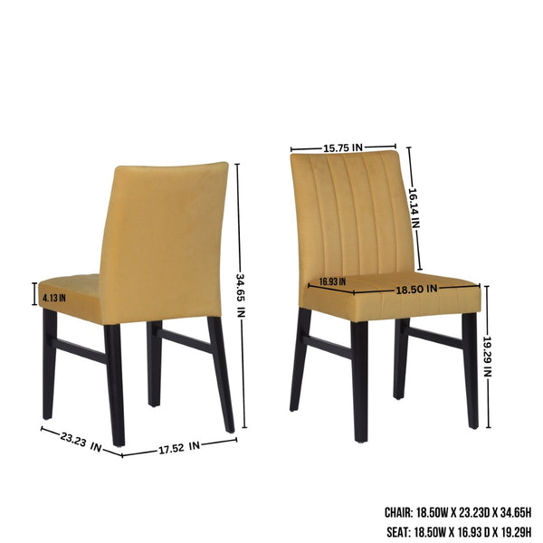 English Elm Edo Round Trestle Dining Set Rubberwood Table with Four Channel Tufted Upholstered Chairs Yellow T2574S00373