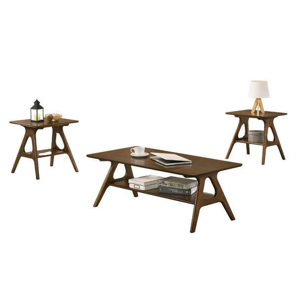 English Elm Arona Mid-century Three Piece Wood Grain Living Room Coffee and End Table Set T2574S00374