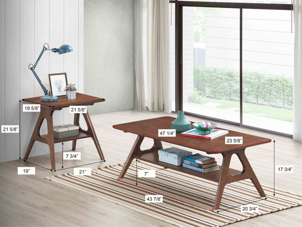 English Elm Arona Mid-century Three Piece Wood Grain Living Room Coffee and End Table Set T2574S00374