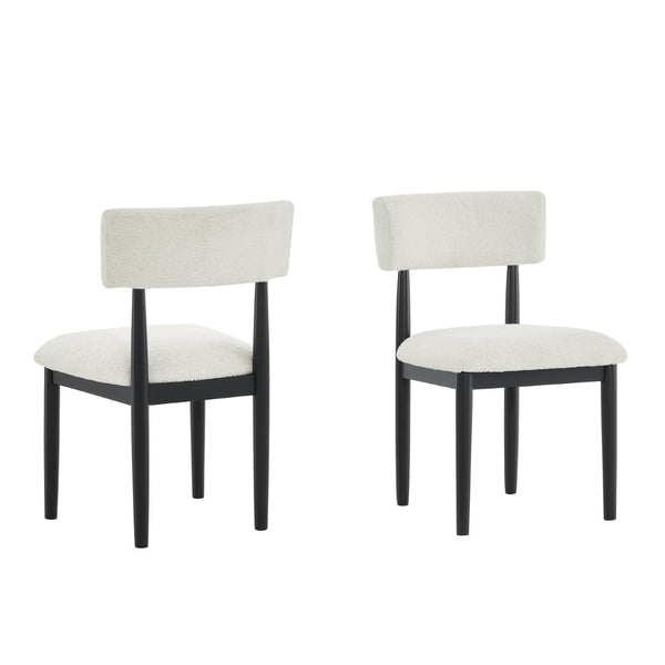English Elm Edo Round Trestle Dining Set Rubberwood Boucle Chairs Contemporary Five Piece Black T2574S00375