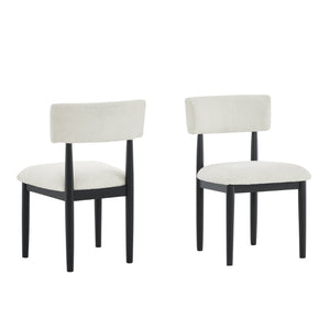 English Elm Edo Round Trestle Dining Set Rubberwood Boucle Chairs Contemporary Five Piece White T2574S00376
