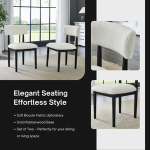 English Elm Edo Round Trestle Dining Set Rubberwood Boucle Chairs Contemporary Five Piece White T2574S00376