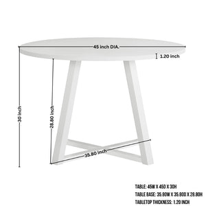English Elm Edo Round Trestle Dining Set Rubberwood Boucle Chairs Contemporary Five Piece Oak, White T2574S00377
