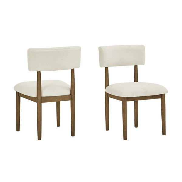 English Elm Edo Round Trestle Dining Set Rubberwood Boucle Chairs Contemporary Five Piece Oak, White T2574S00377