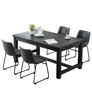 English Elm Bronco Weathered Wood Rectangular Dining Set with Pu Leather Upholstered Chairs Gray T2574S00382